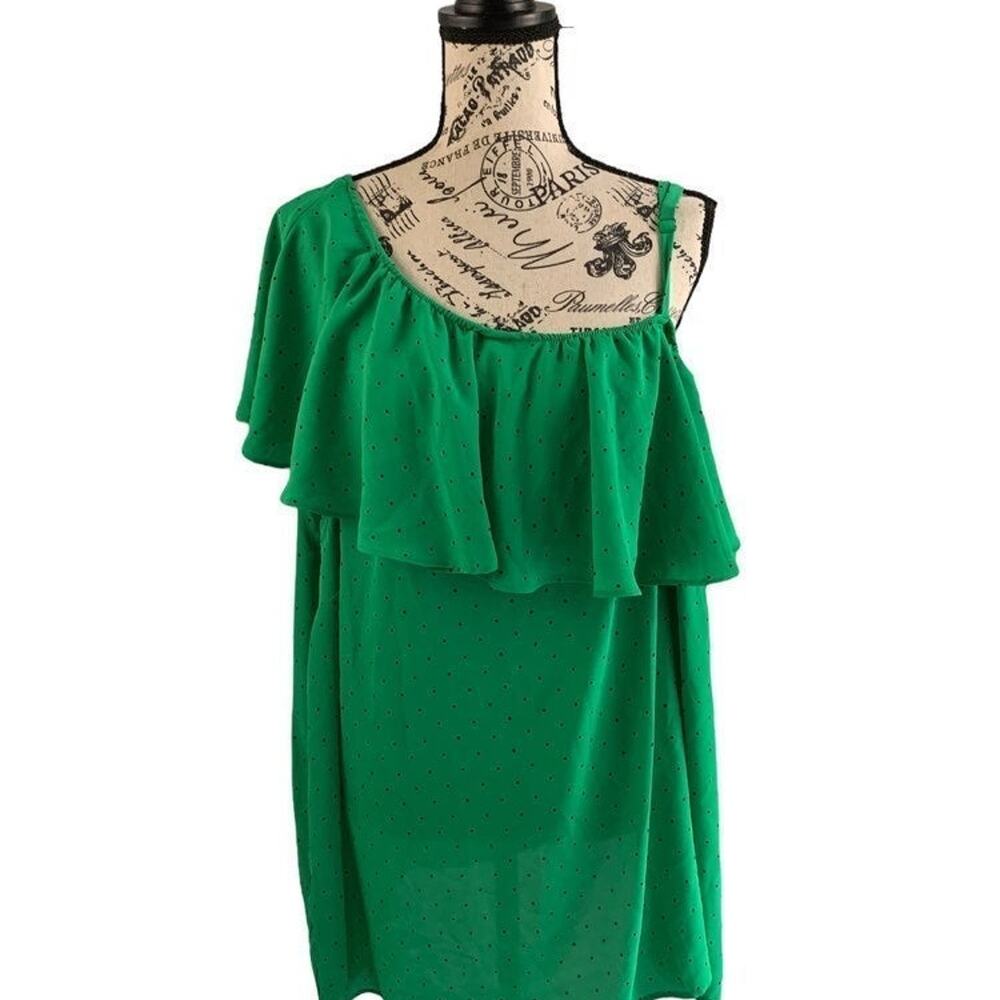 *Torrid Women's Size 4X Blouse One Shoulder Adjustable Strap Green Lightweight